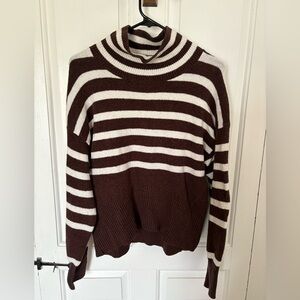 Brown and White Striped Sweater